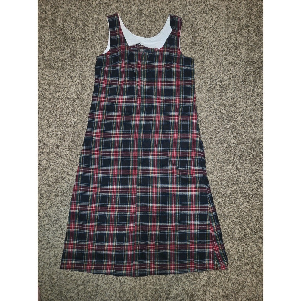 Handmade Black Stewart Plaid Jumper Dress Medium Midi Holiday Christmas OOAK